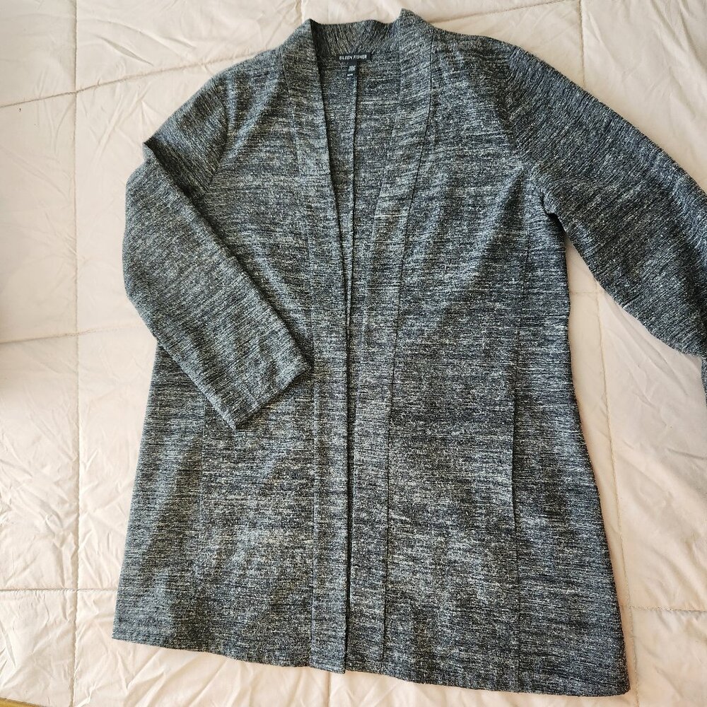 Women's Open Front Gray Knit Coatigan